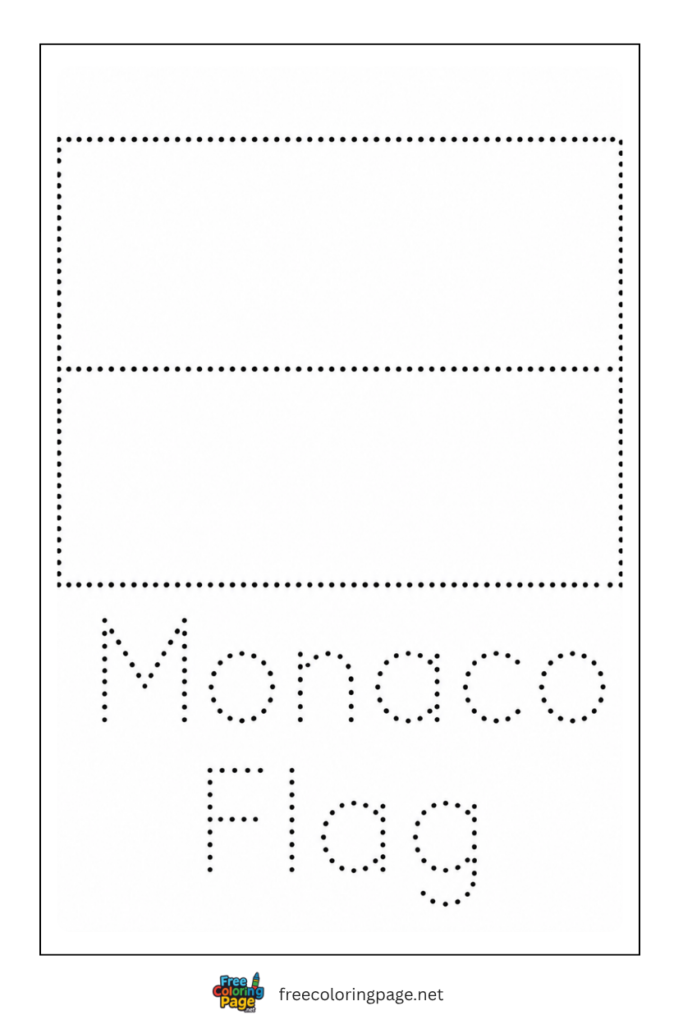 monaco flag tracing coloring page for toddlers