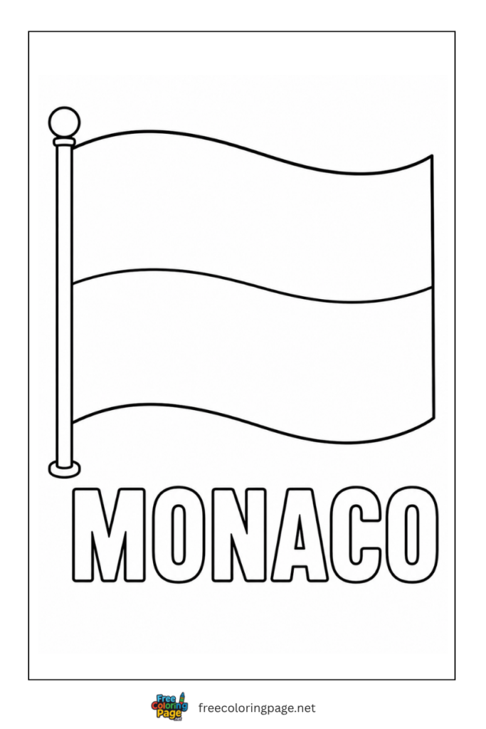 monaco flag waving coloring page for kids