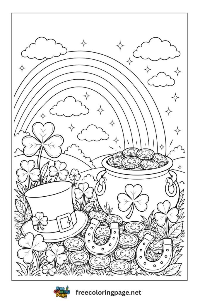 st. patrick day themed rainbow coloring page