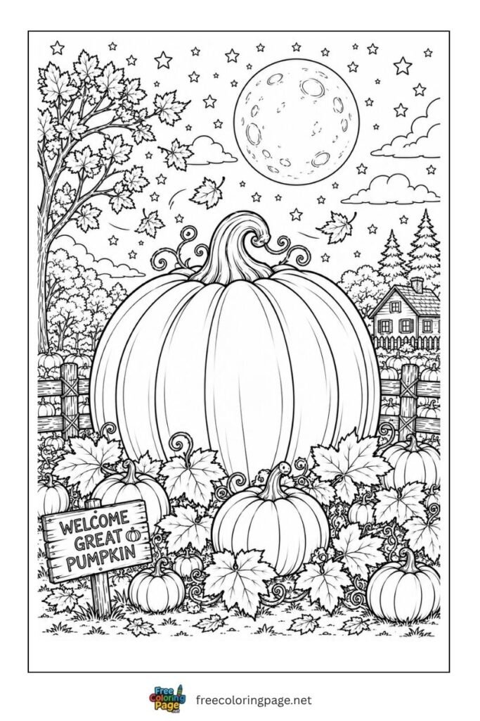 whimisical pumpkin coloring page