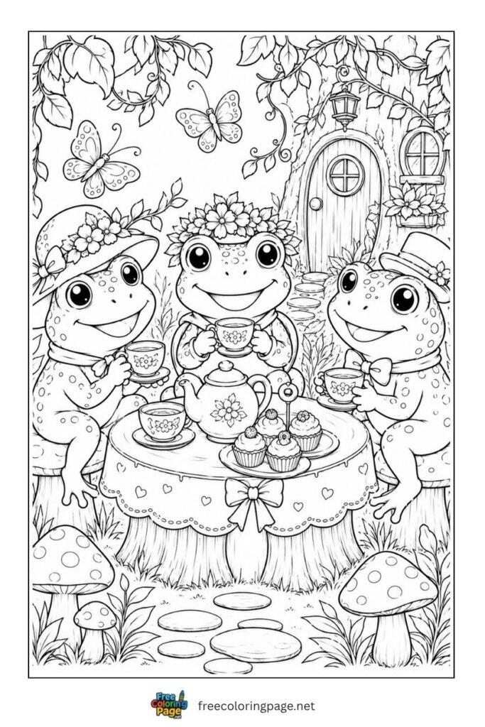 Advanced frog coloring pages for adults
