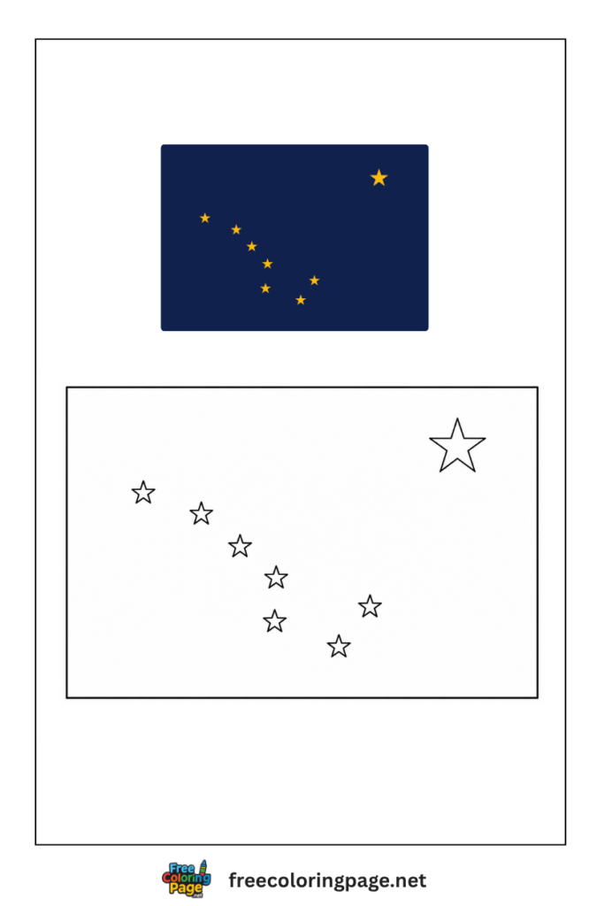 alaska flag coloring page with colored reference