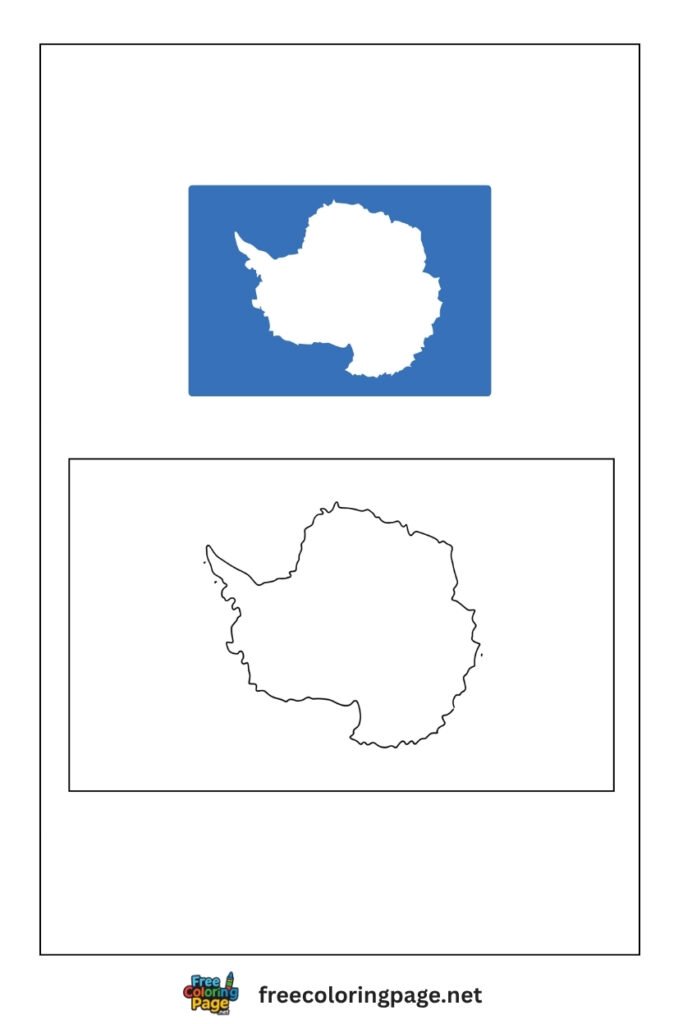 antarctica flag coloring page with colored reference
