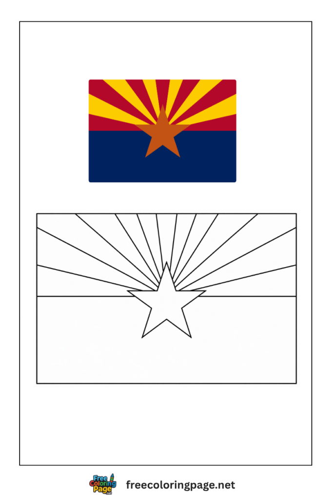 arizona flag coloring page with colored reference