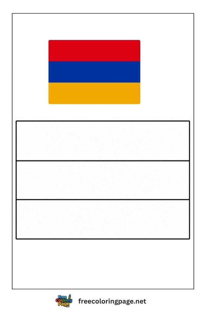 armenia flag coloring page with colored reference