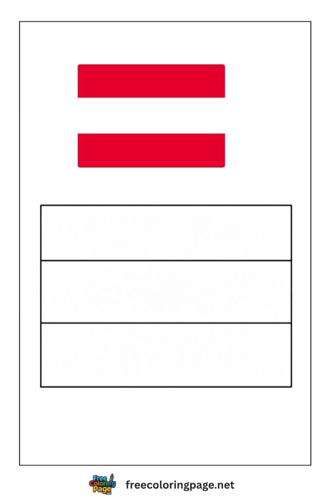 austria flag coloring page with colored reference