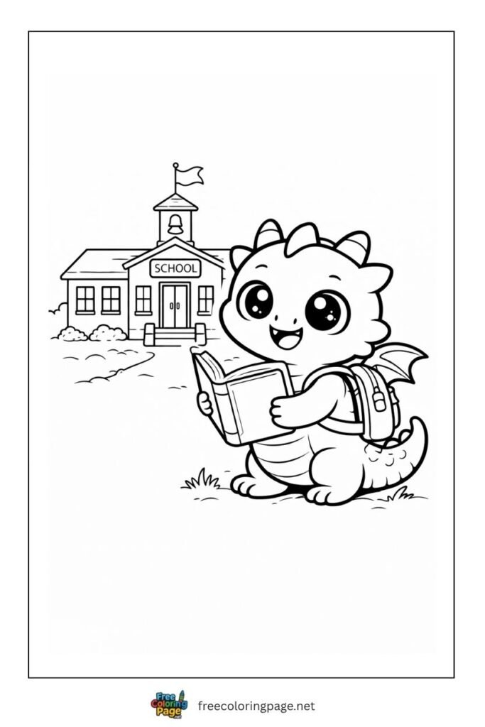 dragon back to school coloring page