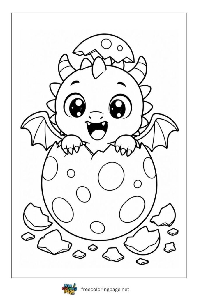 baby dragon hatching coloring page