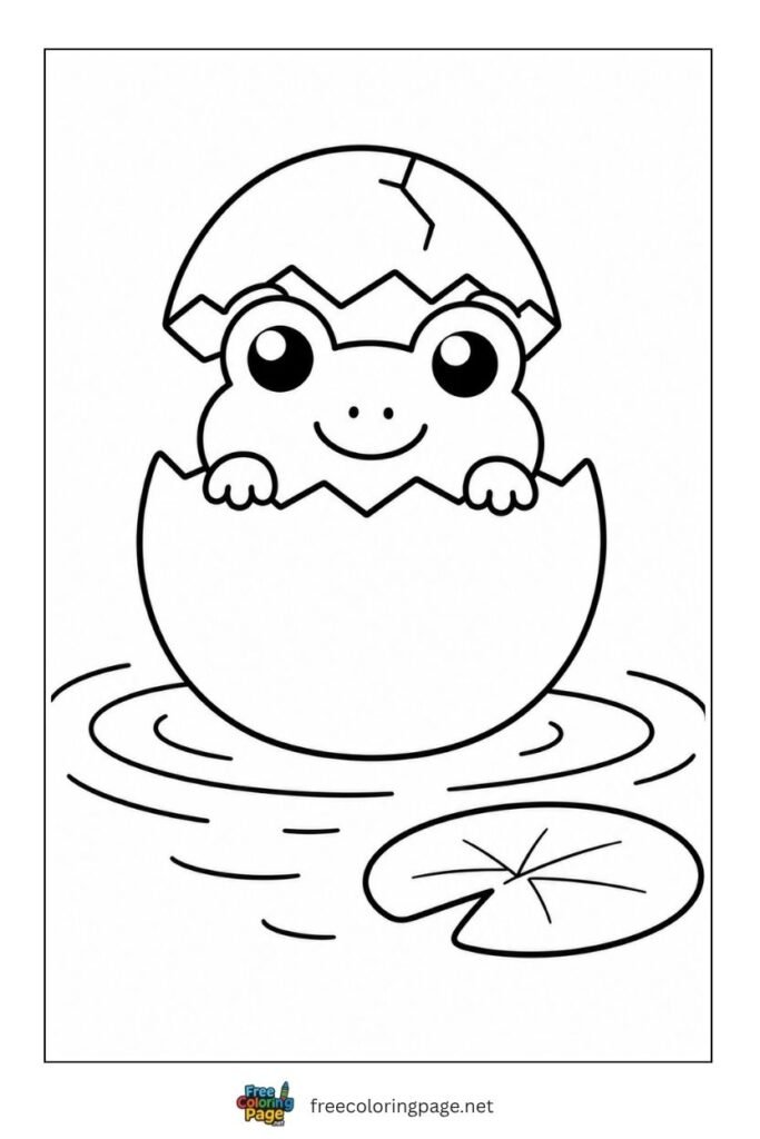 baby frog hatching coloring page