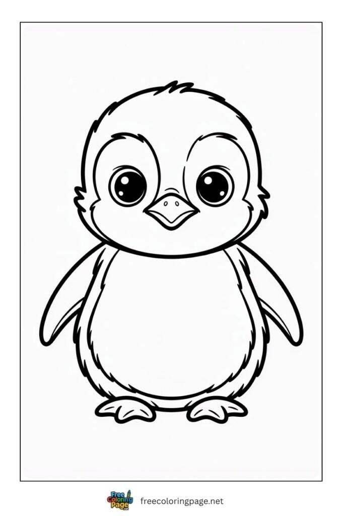 Baby penguin coloring page