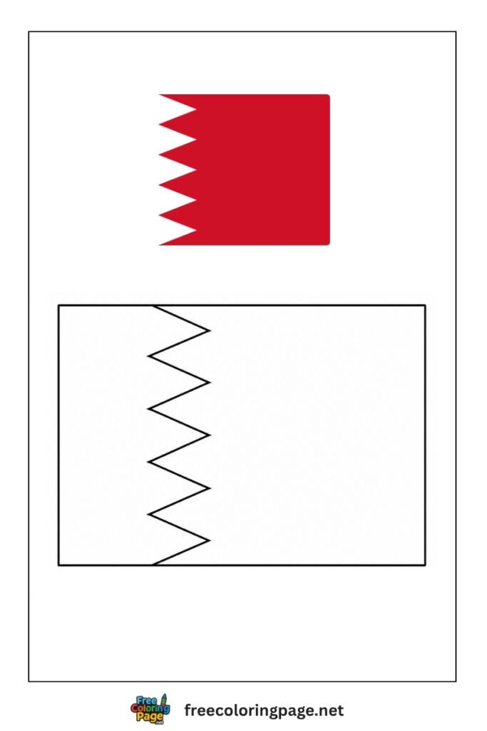 bahrain flag coloring page with colored reference