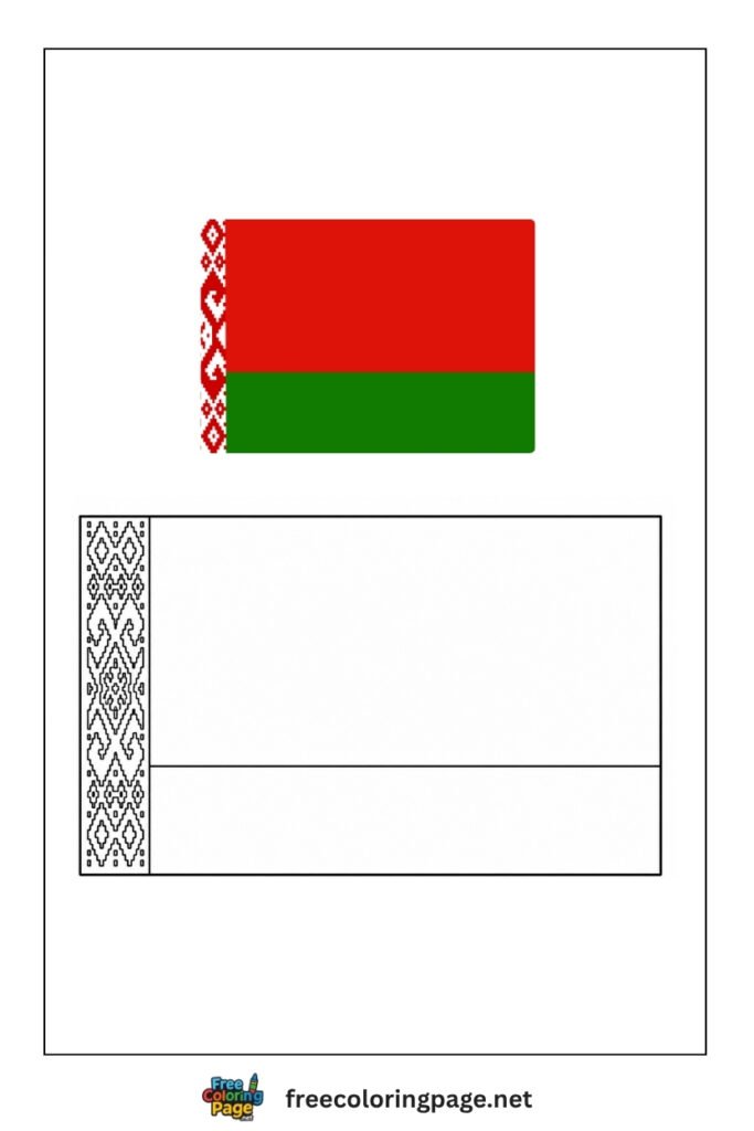 belarus flag coloring page with colored reference