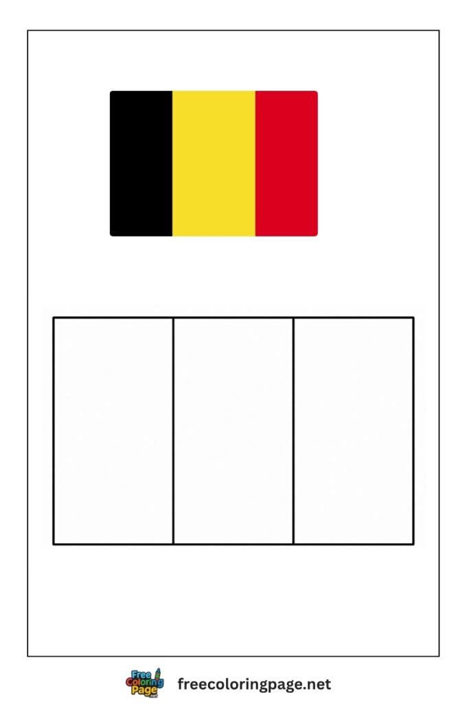beljium flag coloring page with colored reference