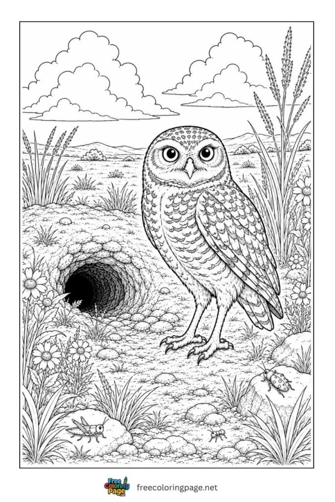 burrowing owl coloring page