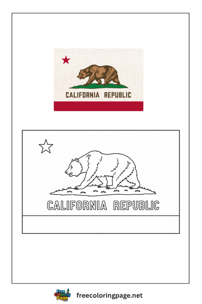california flag coloring page with colored reference