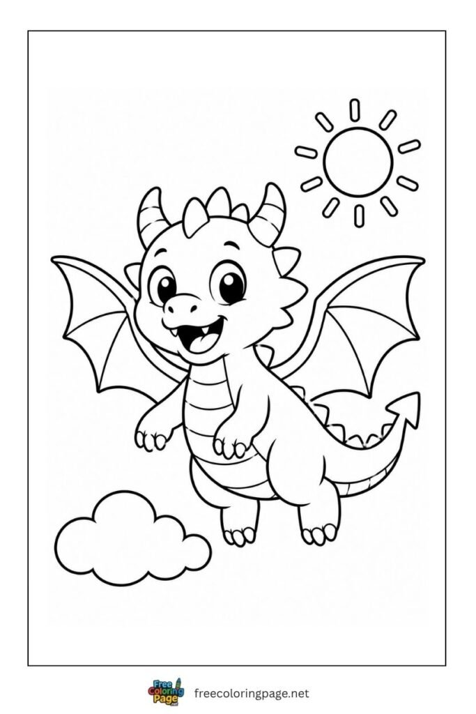 cartoon baby dragon coloring page
