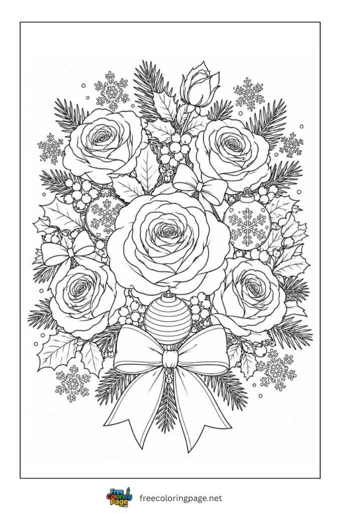 christmas rose coloring page