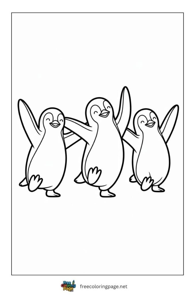 Penguin together fun coloring page