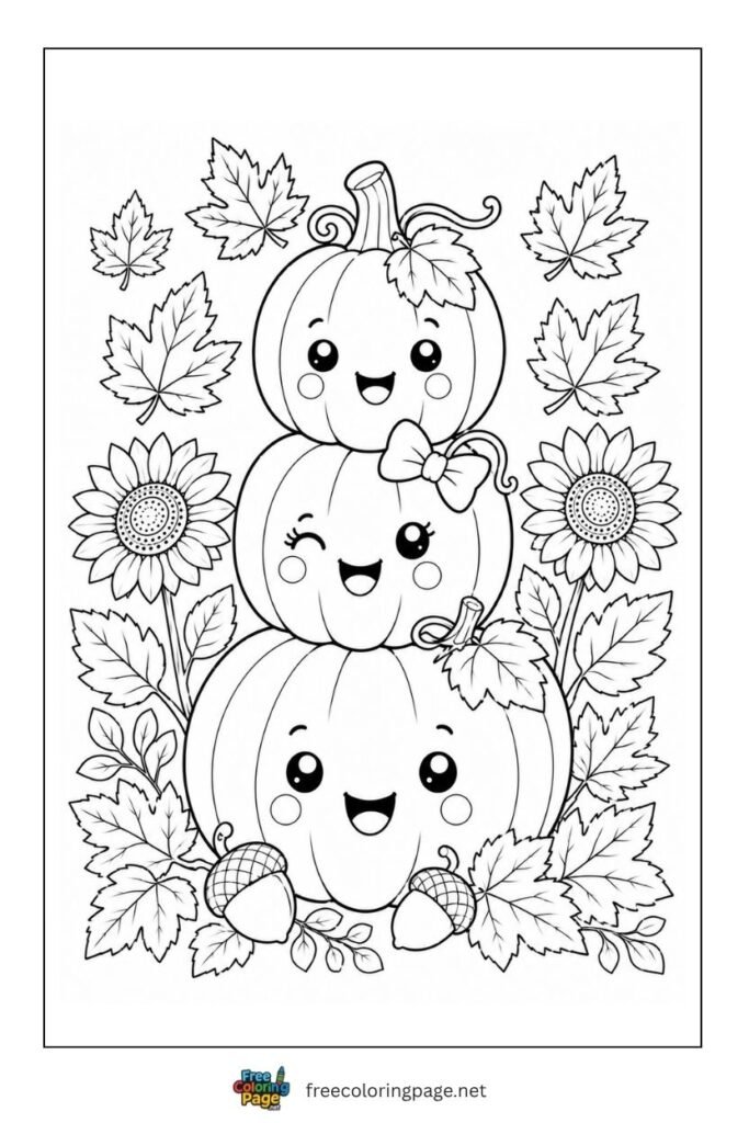 cute pumpkin pile coloring page