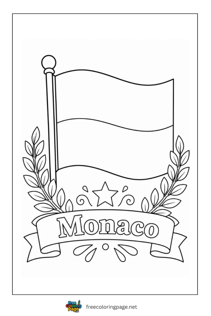 decorative monaco flag coloring page for kids