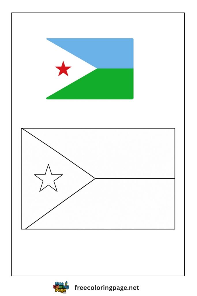 digibouti flag coloring page with colored reference