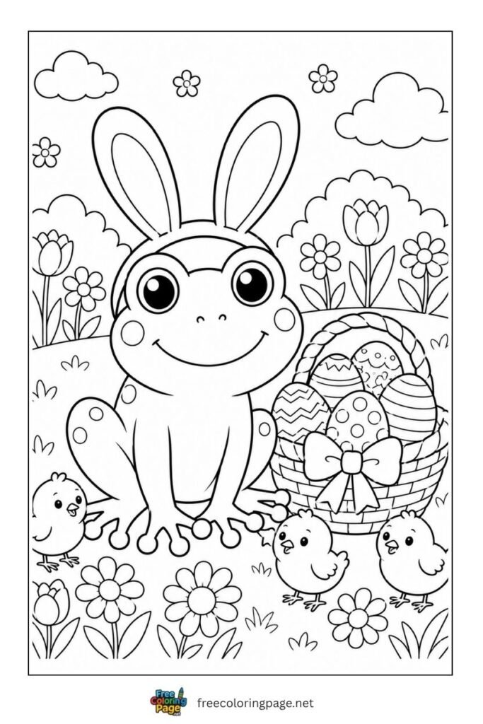 frog easter coloring page 