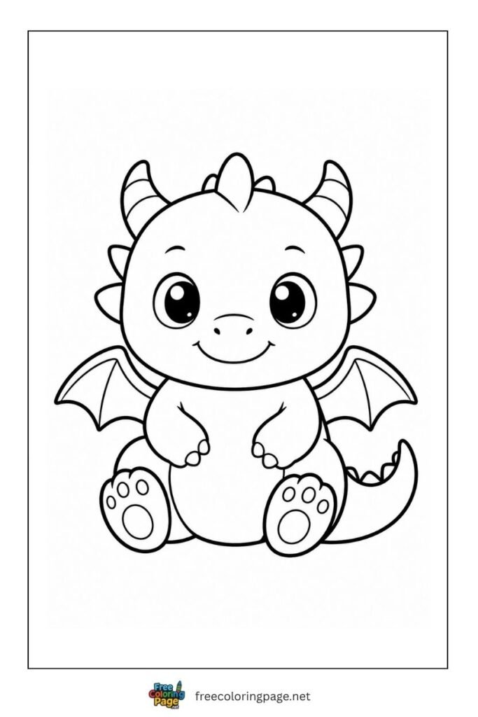 Simple dragon coloring page for preschoolers