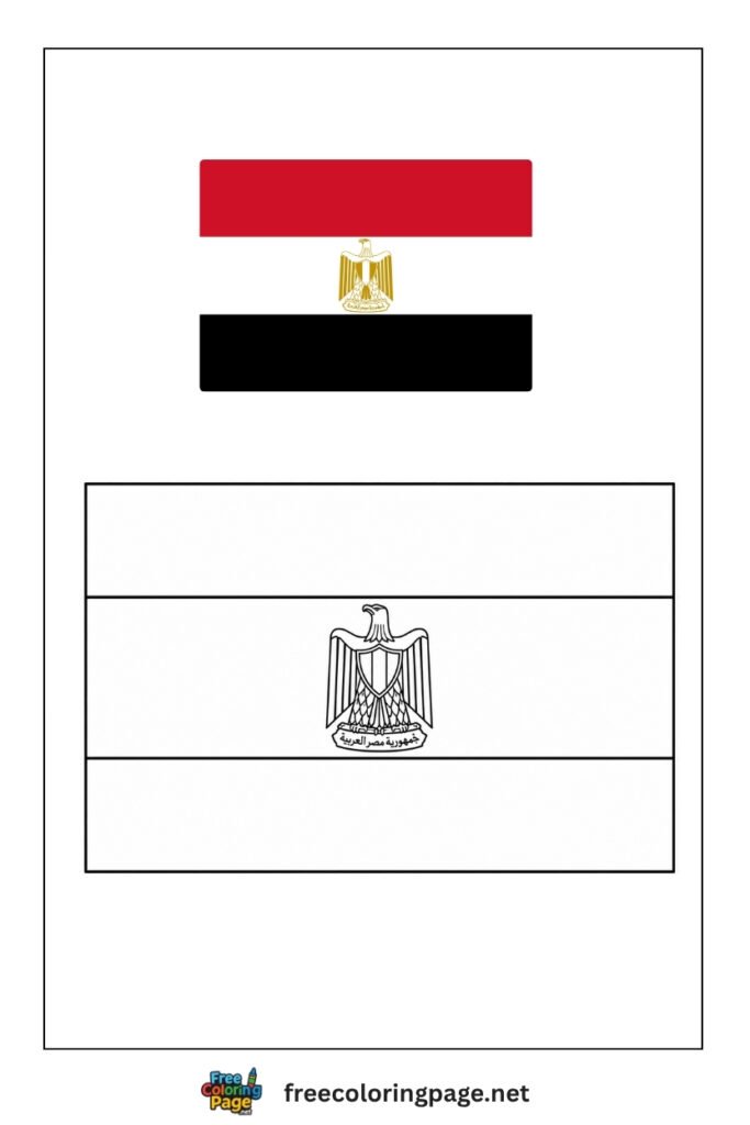 egypt flag coloring page with colored reference