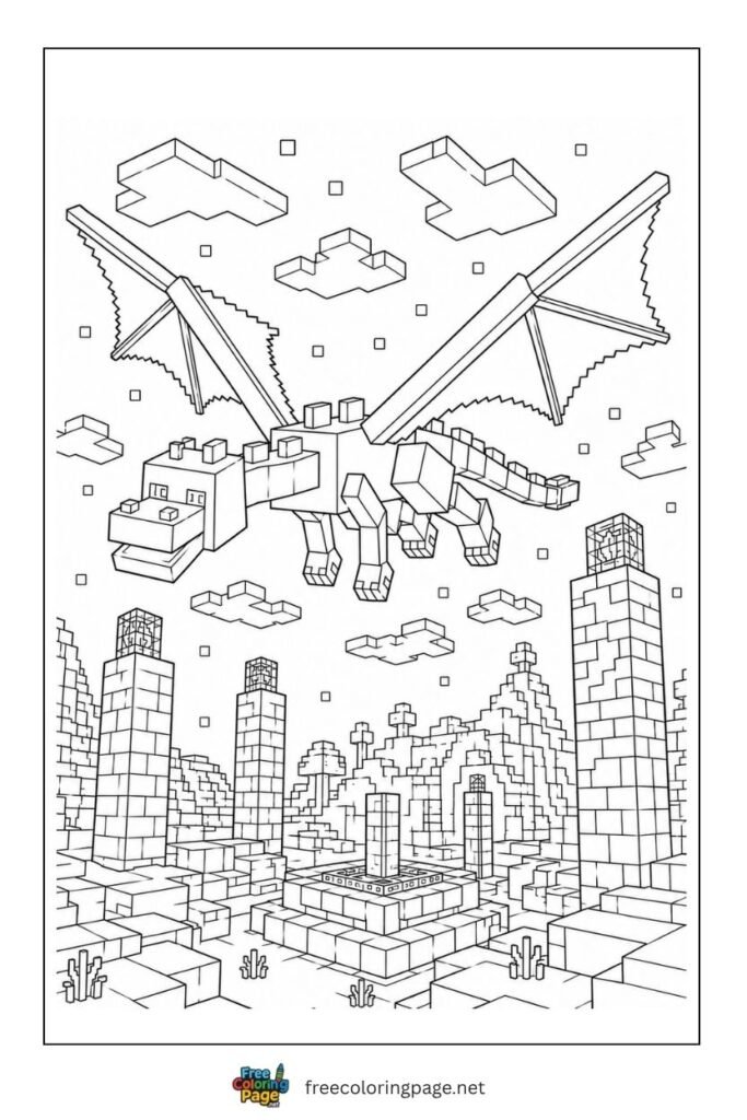 Ender dragon from minecraft coloring page