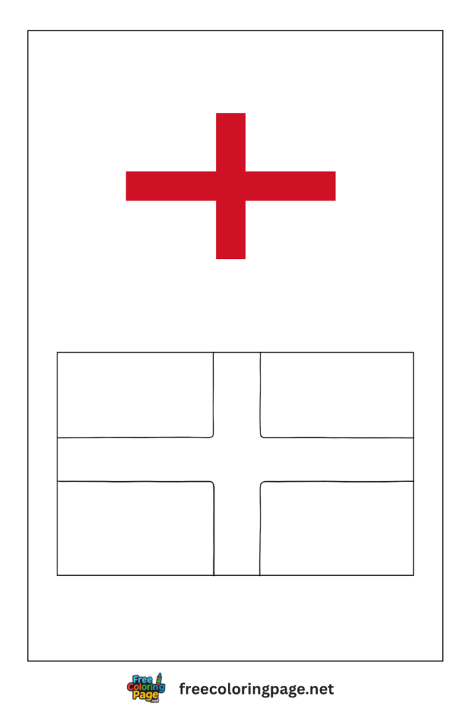 england flag coloring page with colored reference
