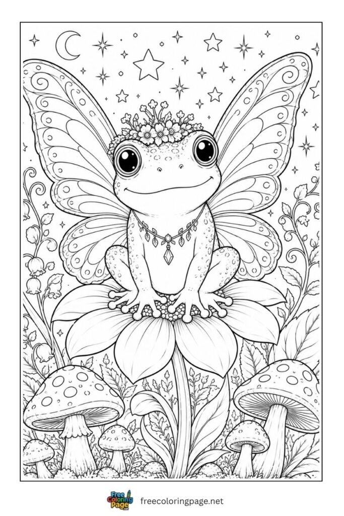 fairy frog coloring page 