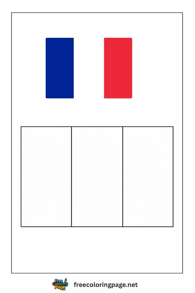france flag coloring page with colored reference