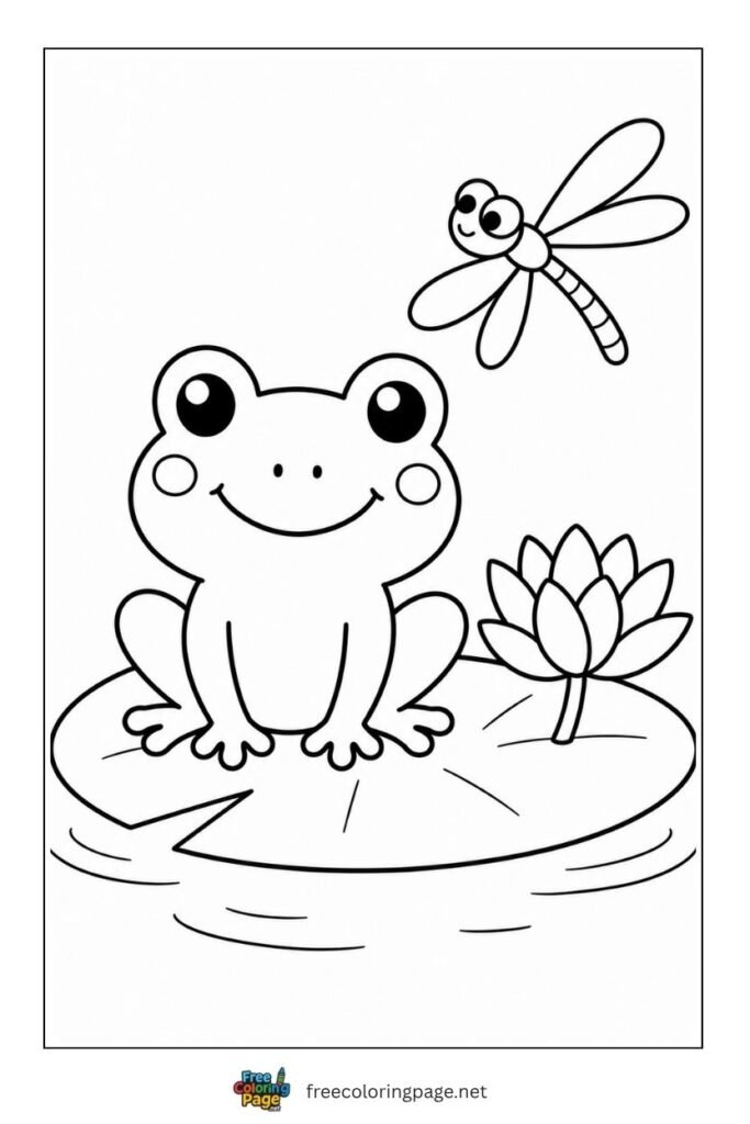 frog on lily pad coloring page 