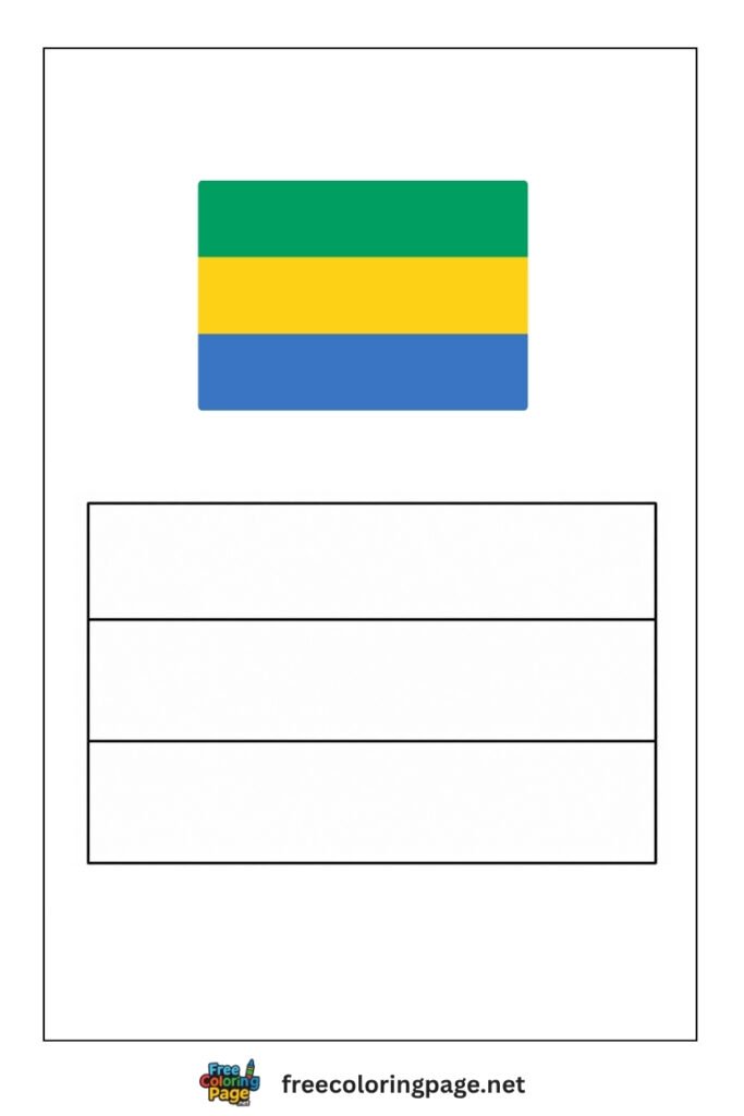 gabon flag coloring page with colored reference