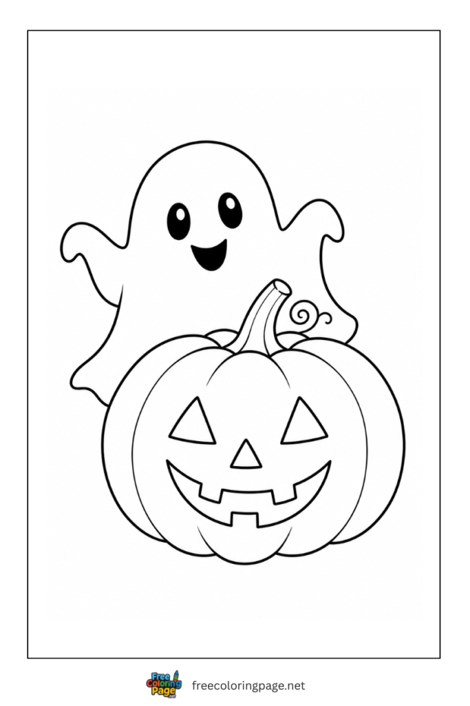 pumpkin with ghost coloring page