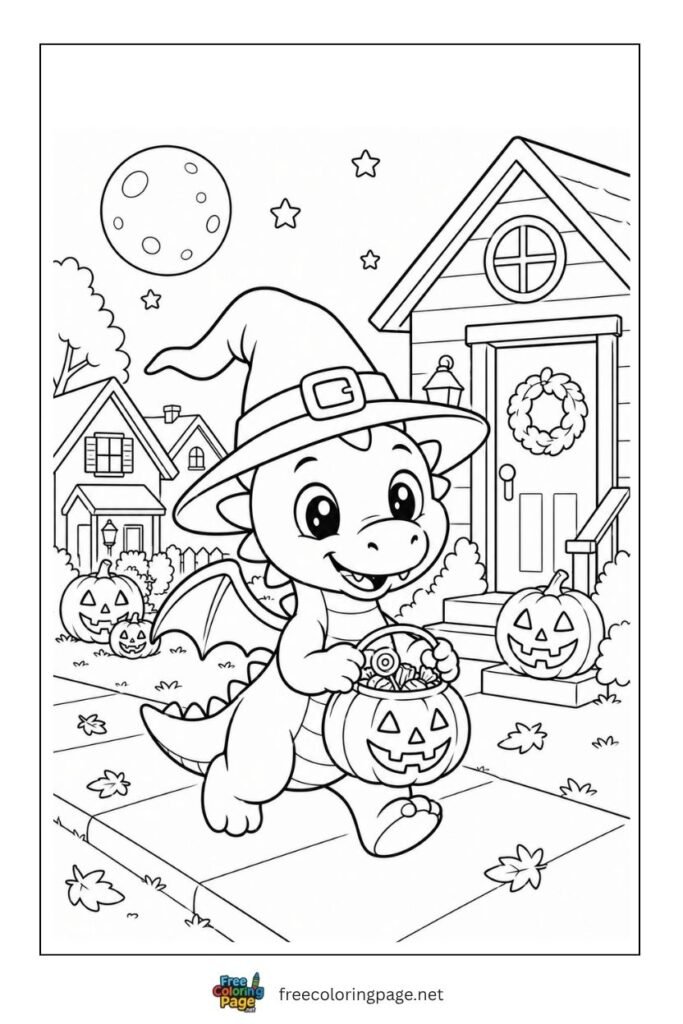 Dragon halloween coloring page