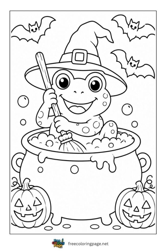 frog halloween coloring page 