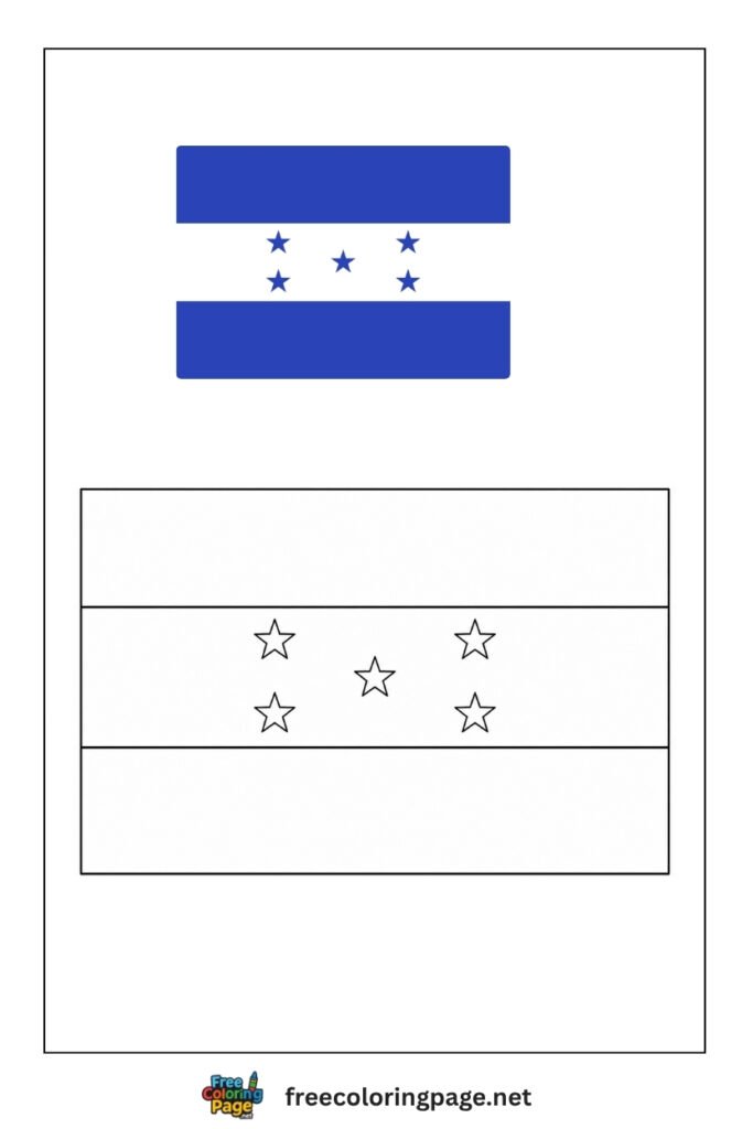honduras flag coloring page with colored reference