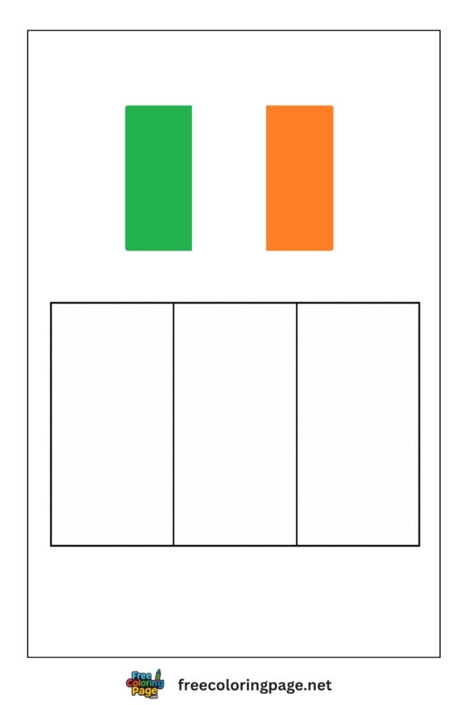 ireland flag coloring page with colored reference