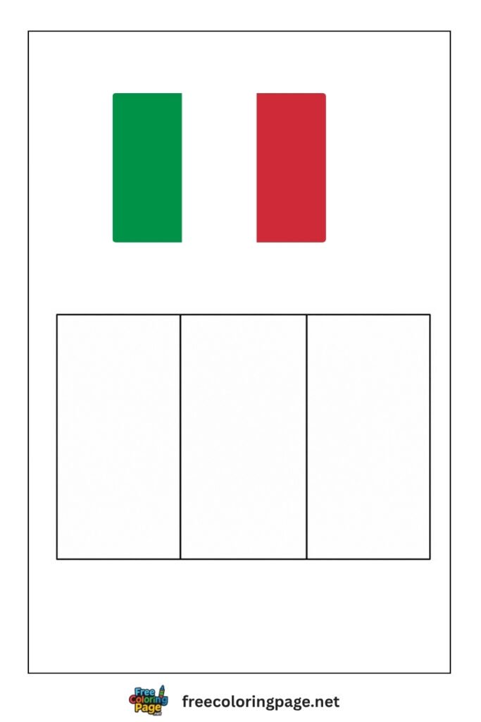 italy flag coloring page with colored reference
