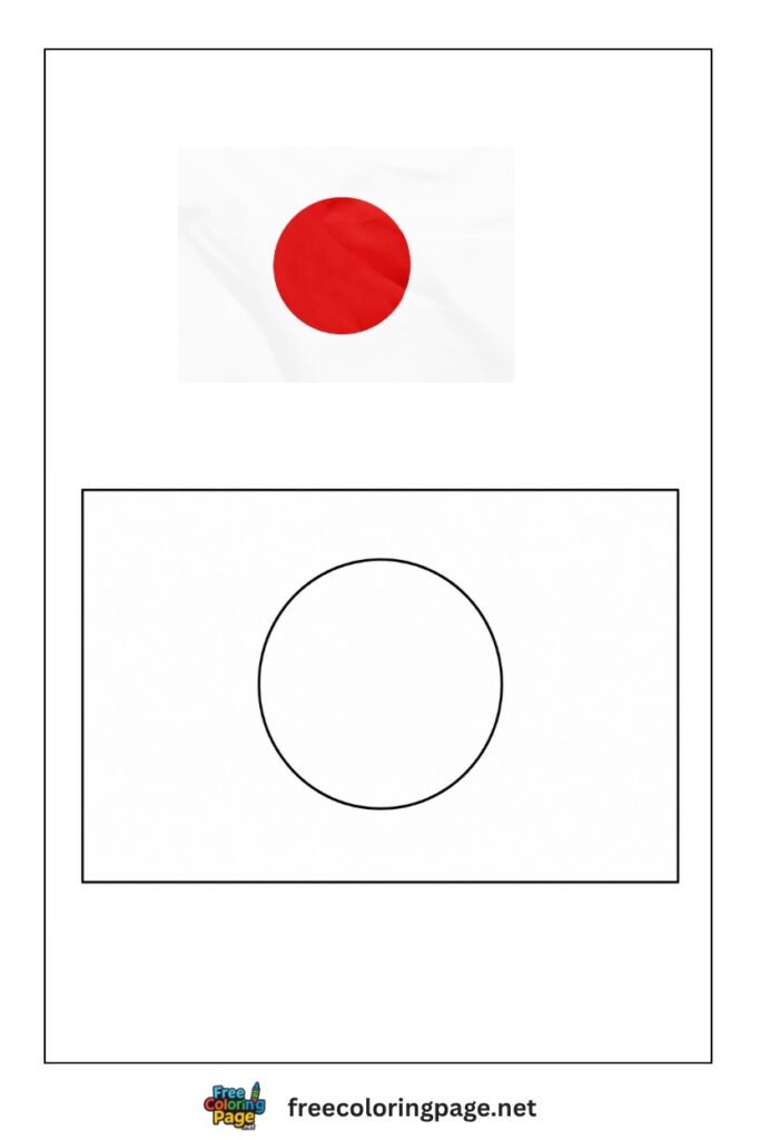 japan flag coloring page with colored reference