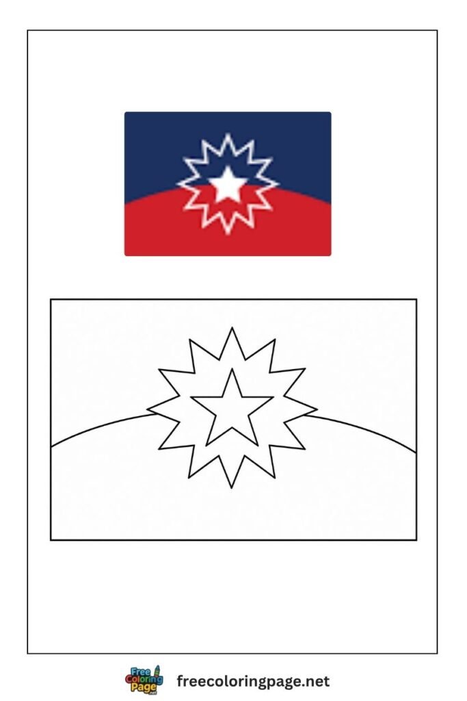 juneteenth flag coloring page with colored reference