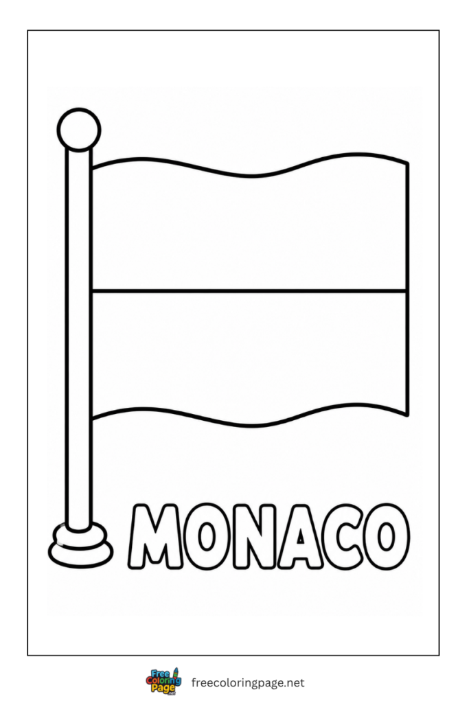 monaco flag waving coloring page for prechool