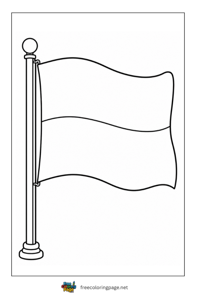 monaco flag on pole waving coloring page for kids