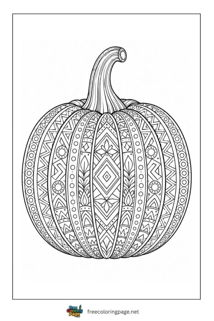 intricate pumpkin mandala coloring page