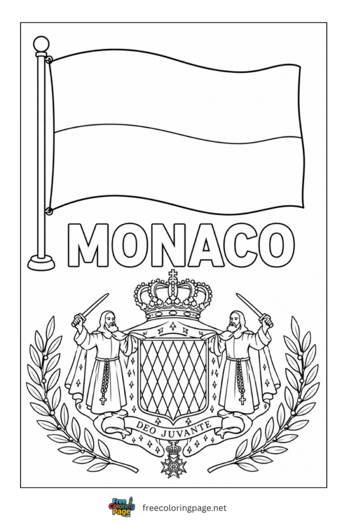 monaco flag coat of arms coloring page