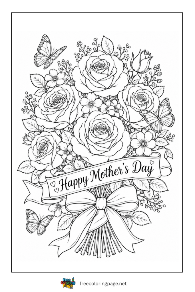 mother's day rose coloring page