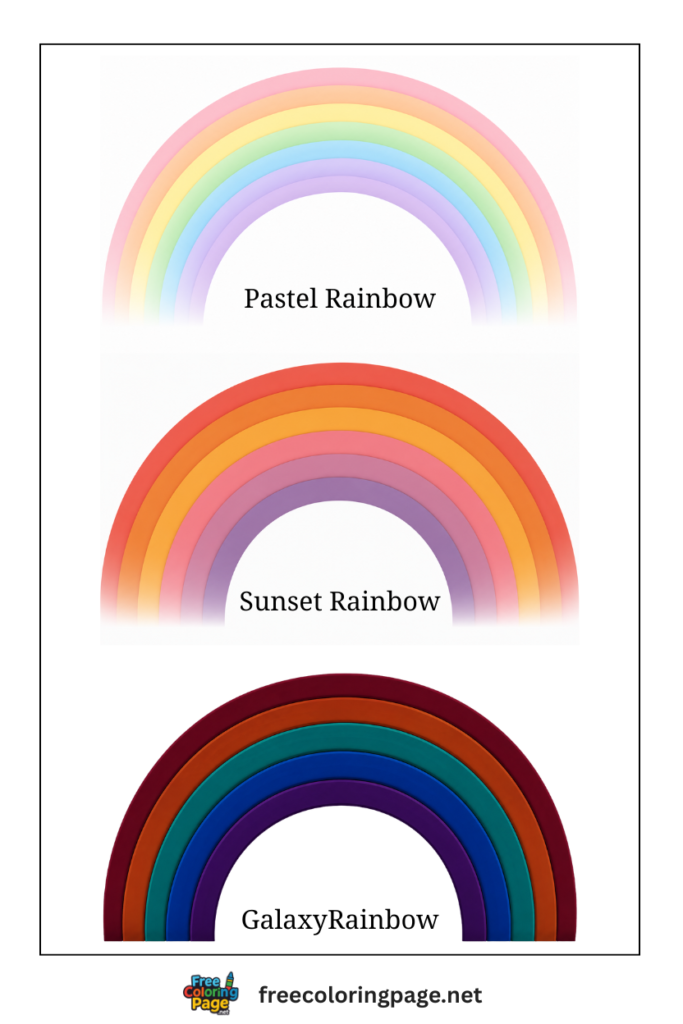 colored rainbow with different colors styles