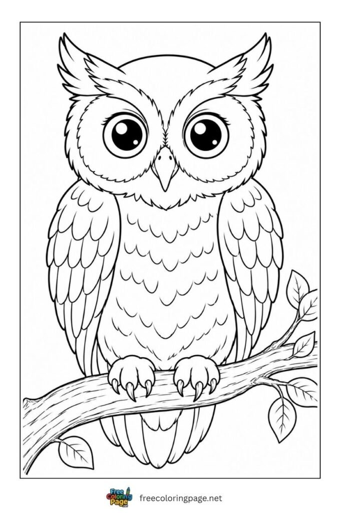 simple owl coloring page - for kids