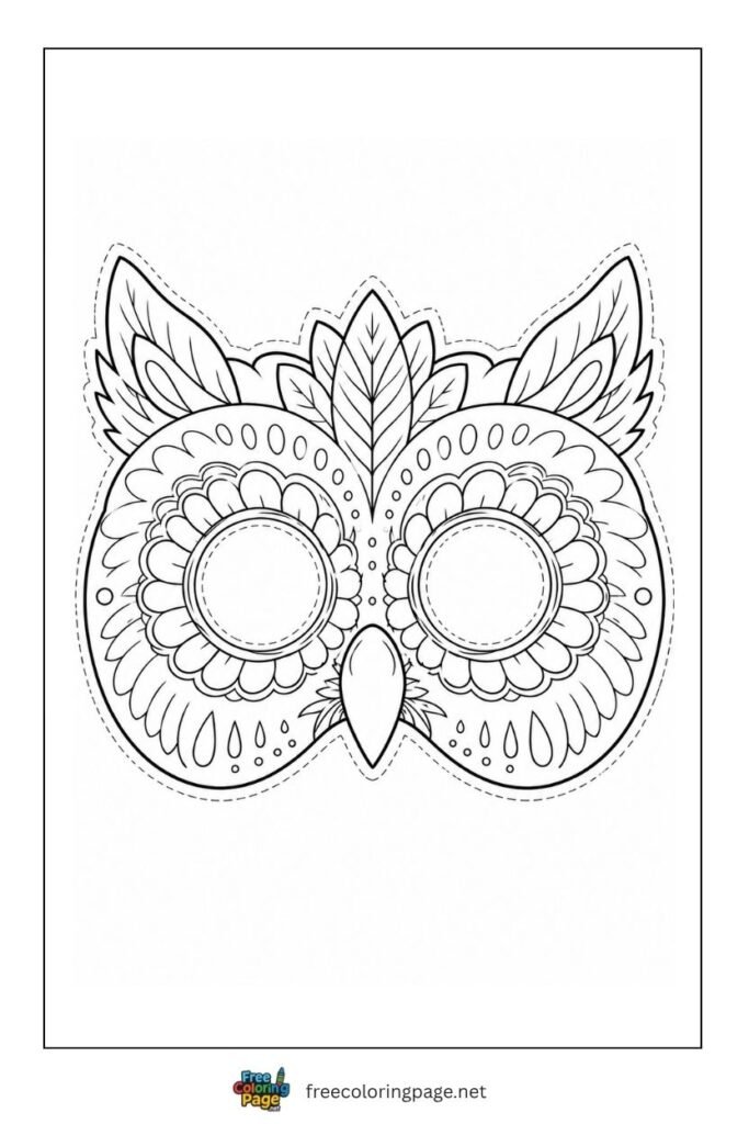 owl mask coloring page
